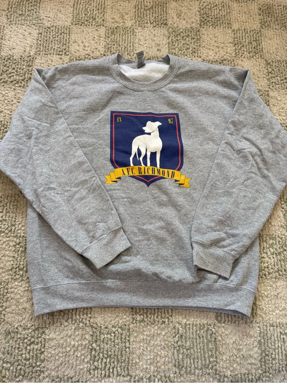 Ted Lasso Richmond Gray Crewneck with Navy & Yellow Crest
